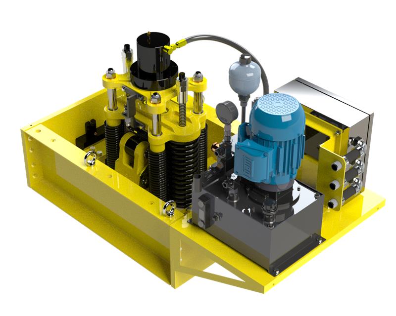 Grampo de ancoragem VCLAMP instalado em trilho industrial